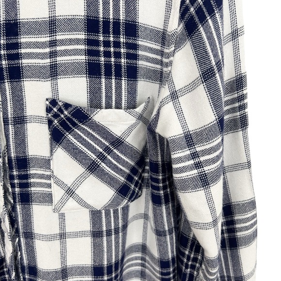RAILS Navy Blue White PLAID Flannel Button Up SHIRT S Outdoor Casual Hiking - Picture 9 of 12